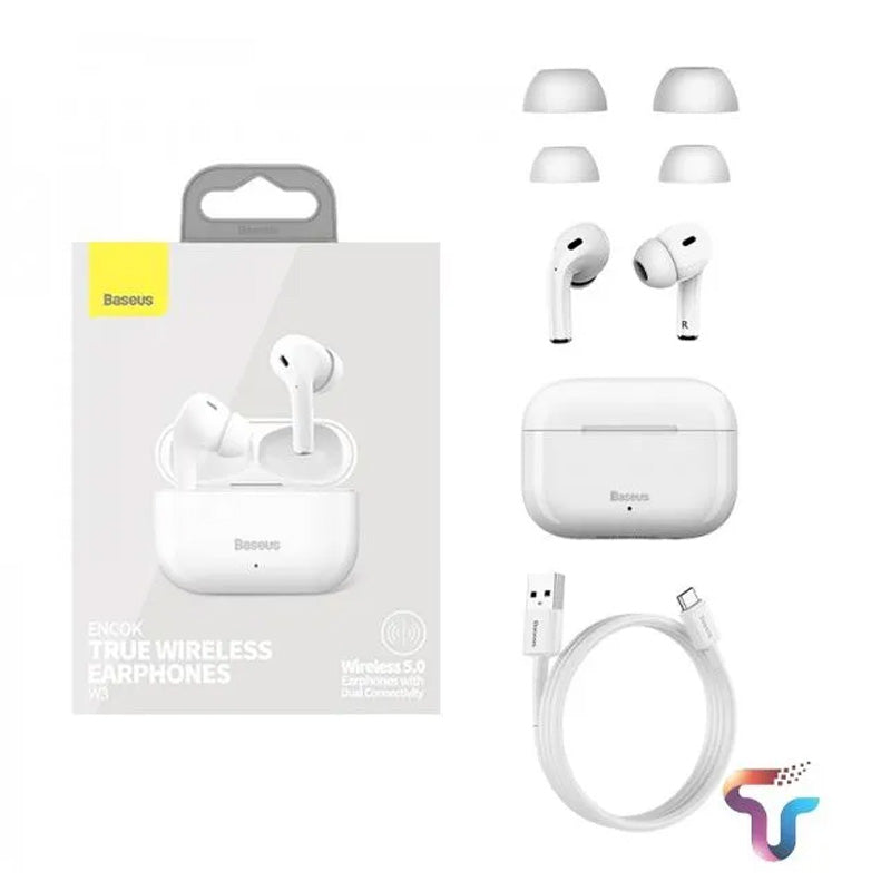 Baseus W3 Encok True Wireless Earphones White Baseus W3 Encok True Wireless Earphones White
